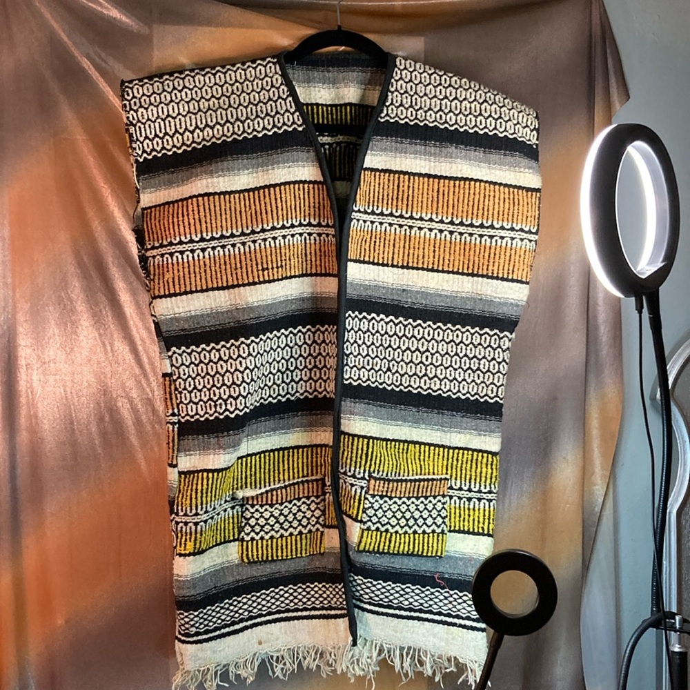 70’s vintage heavy wool/cotton hippie vest. 33” long‎ 352